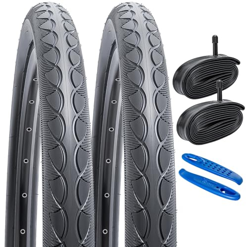 YunSCM 2PCS Faltbarer 26 Zoll Reifen 26x2.0 ETRTO 50-559 und 26 Zoll Schlauch AV32mm Ventil kompatibel 26x1.95 26 x 2.0 26x2.10 Fahrradreifen und schlauche
