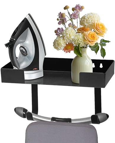 Wandhalterung für Bügelbrett, Bügelbrett Halter mit Große Aufbewahrungskorb und Starke Haken, Edelstahl Bügeleisen Wandhalterung Bügeleisen Regal, Geeignet für T/Y-Förmige Beinbretter