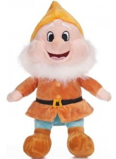 cavernedesjouets Peluche Nain Joyeux 38 cm - Collection Blanche Neige et Les 7 Nains - Set Grand Doudou Classique Enfant avec Carte Tigre