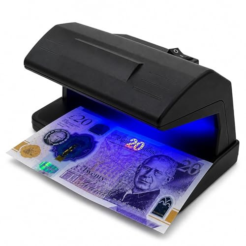 MxMan Détecteur de faux billets de contrefaçon – Lumière LED UV pour toutes les entreprises – Vérificateur de notes repère facilement les faux billets – Vérificateur d'argent pour la prévention de la