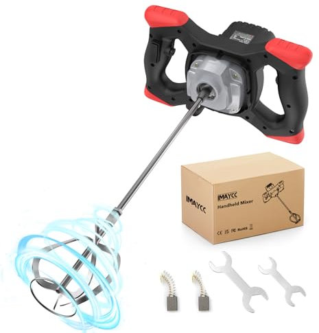 IMAYCC Portable Concrete Cement Mixer 2100W Electric Paddle Mixer Adjustable 6 Speed Handheld Plaster Grout Paint Thinset Mortar Paddle Mixer Drill Mixer Stirring Tool