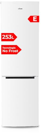 NILSON Frigorífico Combi Blanco, 2 Puertas. NC185500ENF, Capacidad 253 Litros, No Frost, Multi Air Flow, Bajo Nivel Sonoro, Puerta Reversible, Clasificación Energética E