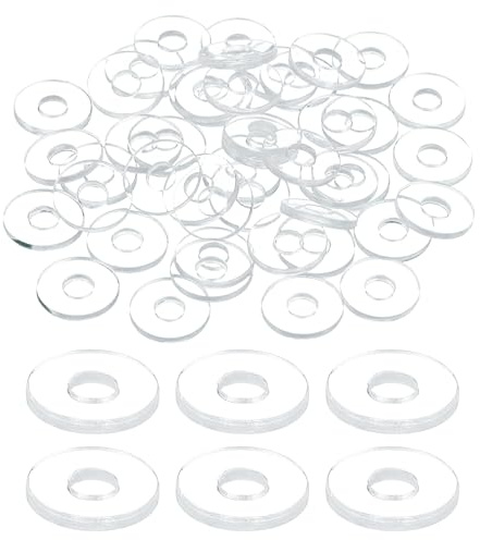 sourcing map 150 Pcs M3 PVC Flat Washers Clear Plain Washer 3mm ID 8mm OD 1mm Thick Round Flat Spacers for Screws Bolts Glass Shower Door Handle Bathroom