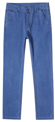 Generisch Pantalones vaqueros finos de verano para hombre, pantalones de ocio, clásicos, elásticos, monocolor, ajustados, holgados, pierna recta, pantalones de mezclilla, pantalones informales