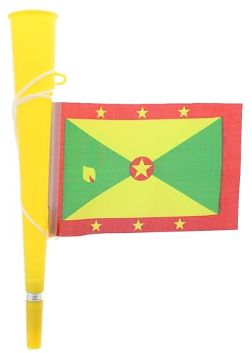 Zac's Alter Ego Yellow Woofer Horn with Grenada Flag - Bright Loud Carnival Festival Party