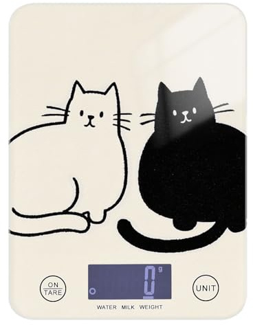 Bilancia da cucina a forma di gatto minimalista, con 4 unità per cucinare espresso (batterie non incluse)