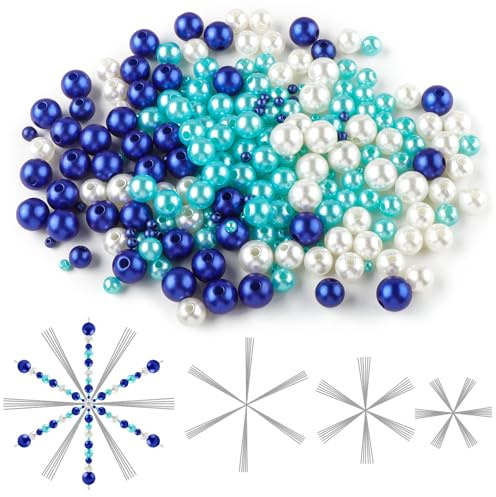 DXLing 1680 Stück Drahtsterne Rohlinge für Perlensterne 24 Weihnachten Schneeflocken Drahtsterne + 1512 Perlen + 144 Fixierern Metall Schneeflocken zum Basteln Perlen Weihnachten Party Dekorationen