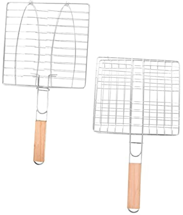 TOYANDONA 2stücke Fischgrillkorb Mit Griff BBQ Grillkorb Outdoor Grillnetz Grillzubehör Für Fisch BBQ Grillkörbe Grill Netze