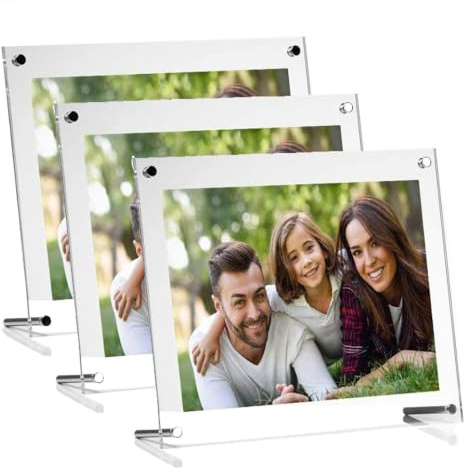 YEENAIV 3 Cadres Photo en Acrylique, Cadre Photo Sans Cadre Pour Bureau Transparents Double Face Épais Cadre Photo en A4, Parfaits Pour Être Exposés Sur Votre Bureau Ou Votre Buffet 21,6 x 30 cm