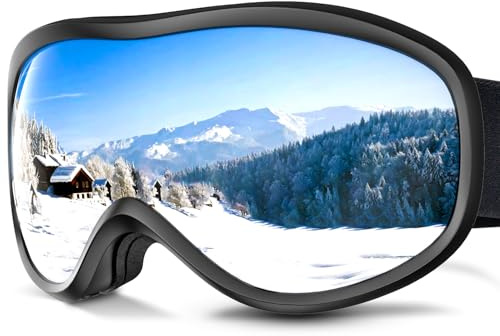 Onherm Gafas de Esquí, Gafas Esquí de Doble Lente Esférica Antiempañante, Unisex, 100% Protección UV, Compatibles con Casco y Gafas Graduadas, Aptas para Esquí, Motociclismo y Montañismo