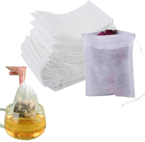 VYNZOR 200 pezzi Sacchetti filtranti per tè, bustine te vuote con Coulisse, Filtro per tè e tisane, spezie, tè e Erbe aromatiche, caffè, sacchettini per lavanda vuoti