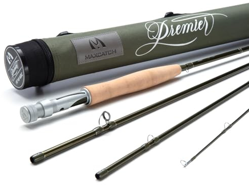 Maximumcatch Premier X Fliegenrute, IM8 Graphit, MOD Fast Action, 3-12WT, mit Rutetasche (4wt 8'6'' 4 Teile)