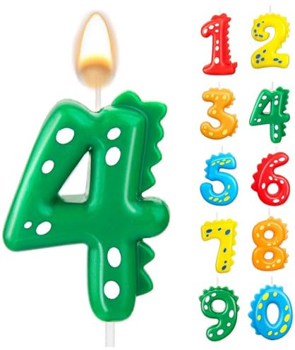 Kerze zum 4. Geburtstag, Zahlen Geburtstagskerzen, Geburtstagskerze 4, kerze 4, Dinosaurier Kerzen Geburtstagskuchenkerzen Dinosaurier Kerzen Geburtstag