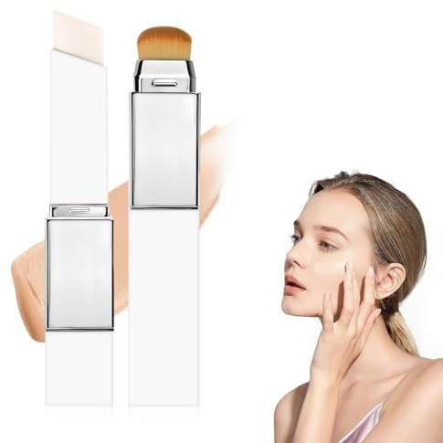 Color Changing Foundation Stick, Cover Cream Stick V White Korean Foundation Stick, Full to Medium Coverage Base Makeup, for All Skin Types, with Brush Head