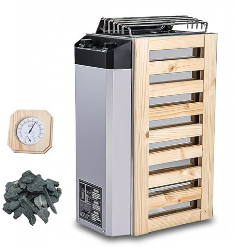 LADECNERHT Stufa per Sauna da 3,6 Kw, Sauna Elettrica da 220 V Stufa, Stufa Elettrica per Sauna, Bagno Turco, Timer da 3 Ore E Temperatura Regolabile per Max. 3~5m², per Uso Domestico, Hotel, Spa
