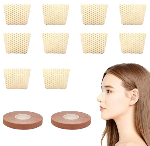 Thermoplastic Nasal Splint & Facial Lift Tape,Alcohol-Free,Electricity-Free Nose Fixation&Lifting Kit,Reusable Trapezoidal Nose Clip&Elastic Bandage,Beauty Care Accessory for Daily Use (12-Piece Set)
