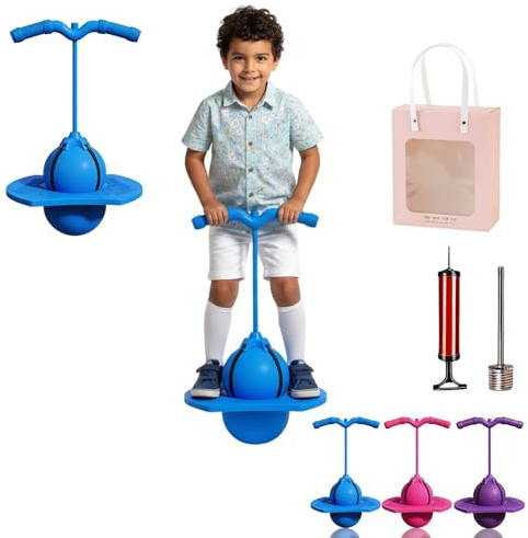 fjaldjfu 2026 Neu Pogo-Sprungball Für Kinder Und Erwachsene, Pogo Ball Mit Griff, Hüpfspielzeug Outdoor, Tragfähigkeit 300 Kg, Verdickt Und Verschleißfest, Sicher Und Unterhaltsam (Blau)