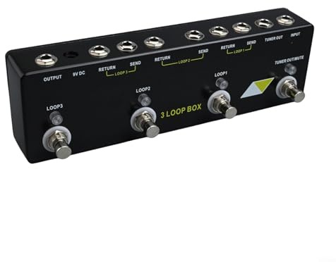 ComfyHarbor 3-Loop Guitar Looper Pedal with Tuner Mute, True Bypass Loop Effect for MOSKYaudio, Metal Shell Footswitch for Guitar and Bass, Black