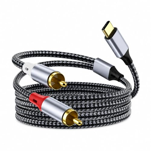 TAKUZA Cavo adattatore audio da USB C a RCA da 2 m, cavo a Y stereo da tipo C a 2 RCA, compatibile con laptop, home theater, amplificatore, altoparlante