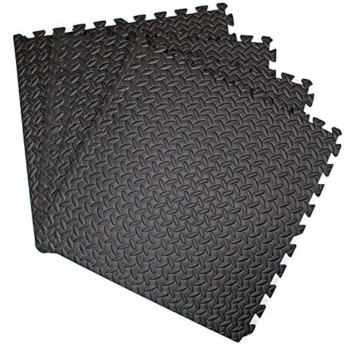 Easimat Interlocking Gym Floor Mats 48 Square Feet Charcoal Grey Anti-Fatigue EVA Foam Tiles