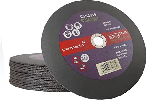 (PACK OF 10) Parweld (9) 230mm x 1.9mm Thin stainless Steel Cutting discs - metal slitting discs