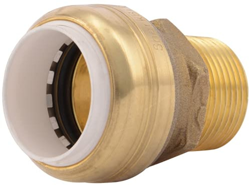 SharkBite 3/4 Inch PVC x 3/4 Inch MNPT Adapter, Push to Connect Brass Plumbing Fitting, PVC Pipe, UIP134A