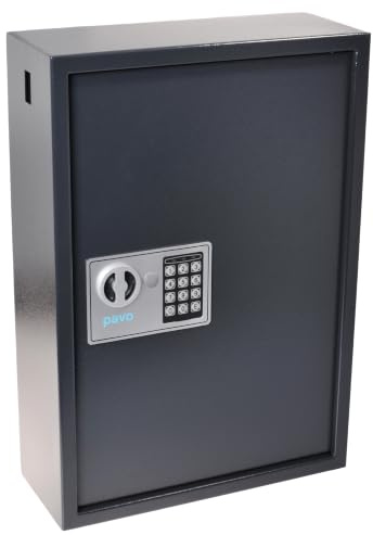 Pavo - Schlüsseltresor / Hochsicherheits-Schlüsselschrank für 150 Schlüssel / Schlüsselsafe / Abmessungen: 550 x 380 x 150 mm / 150 Schlüsselanhänger - Incl , Dunkelgrau