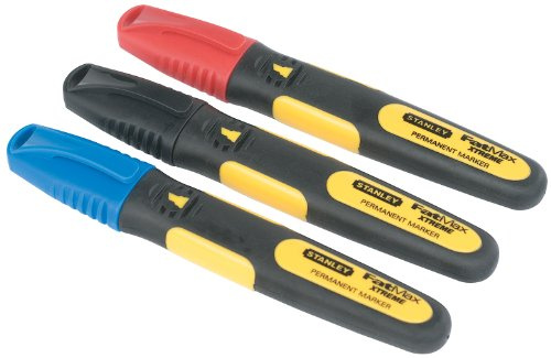 Stanley - FatMax Marcador FatMax punta biselada – Blister 3 uds (negro, rojo, azul) 0-47-315
