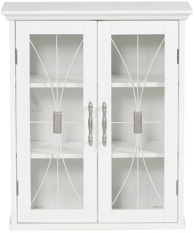 Teamson Home Wooden Bathroom Wall Cabinet with Doors, Bathroom Storage Cabinet, Removable Wall Cabinet, Adjustable Shelves, White, Delaney Collection