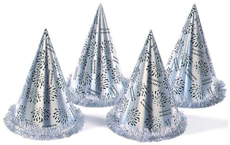 Widmann 7981H - Partyhut Bonne Année Silber, Höhe 28 cm, französischer Text und Feuerwerk, Frohes neues Jahr, Papp Hut, Silvester, Neujahr