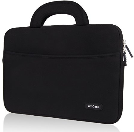 amCase Chromebook Case-11.6 to 12 inch Neoprene Travel Sleeve with Handle-Black