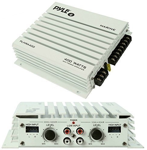 Pyle PLMRA400 Amplificatore Impermeabile Marino per Uso Nautico 4 CANALI da 200 Watt RMS E 400 Watt Max per Barca Piscina Resistente all'Acqua per IMBARCAZIONI O Locali ALL'APERTO