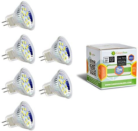 Faretti LED, GU4 LED, GreenSun Lampadine LED, Bianco Freddo, MR11 GU4 Mini, Faretto LED Interno 6PCS