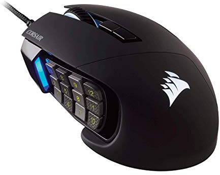 Corsair Scimitar Pro RGB Optical MMO Gaming Mouse (16,000 DPI Optical Sensor, 12 Programmable Side Buttons, 4-Zone RGB Multicolour Lighting, On-Board Storage) - Black