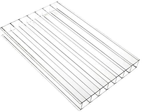 Clear, 800m x 2m (Width x Length) 10mm Multiwall Polycarbonate Sheets Poly Plastic Roof Panel for Lean-to Canopy Conservatory