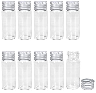24pcs 25ml Bouteille en Verre Transparent et Bouchon en Aluminium argenté,Le Couvercle en Aluminium spiralé est Plus Unique et Offre de Meilleures Performances d'étanchéité. (24, 25ml)