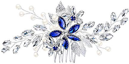 EVER FAITH Damen Haarkamm Kristall Simulierte Perle Hochzeit Braut Filigrane DIY Blume Blatt Haar Schmuck