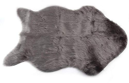 Aeromdale Super Suave de Piel sintética Cubierta de la Silla de Piel de Oveja Alfombra Peluda cojín del Asiento Alfombras mullidas Gris 60 cm × 90 cm