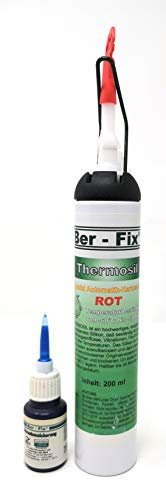 Ber-Fix Thermosil Gasket Motor Dichtmasse mit Schraubensicherung - Hochtemperatur Silikon Schwarz, 260°C, Sofortmontage-Set für Ölwanne und mehr