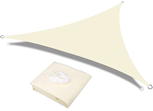 HEYOMART Sun Shade Sail Waterproof Outdoor Garden Patio Party Sunscreen Awning 2x2x2m Triangle Canopy 98% UV Block with Free Rope, Cream White