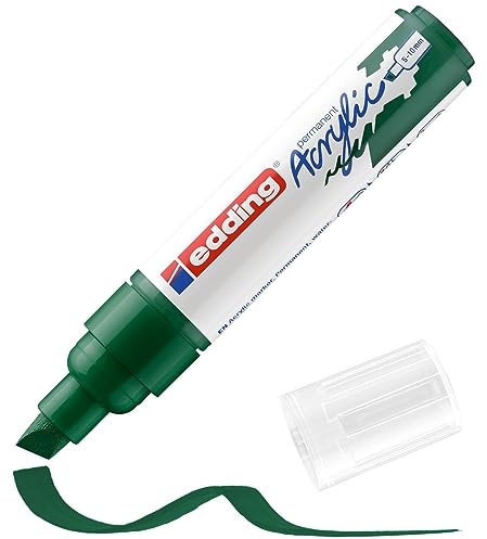 edding 5000 acrylic marker broad - green - 1 waterproof acrylic paint marker - chisel nib 5-10 mm - acrylic paint pen for drawing on canvas, art paper and wood - acrylic markers for pebbles