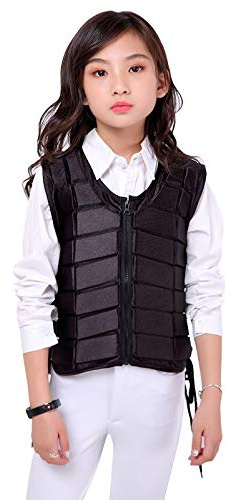 UNISTRENGH Unisex Kids Equestrian Protective Vest EVA Padded Safety Horse Riding Protective Gear Body Protector Guard Shock Absorption Waistcoat (Black, CL)