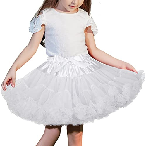 XinChangShangMao Girl's Petticoat, Baby Girls Soft Tutu Skirt Fluffy Pettiskirt Princess Ballet Dance Skirts White