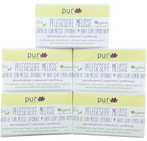 5er-Pack Pflegeseife Melisse mit 5 x 100 g bio Sheabutter-Naturseife