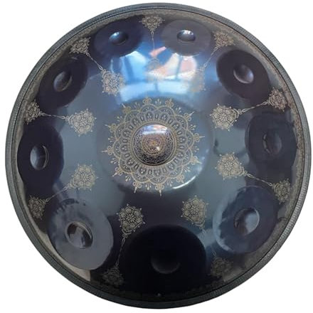 Handpan Instrument 22 Zoll D-Moll Steel Tongue Drum Percussion Drum Instrument mit Reisetasche,10Notes-Blue