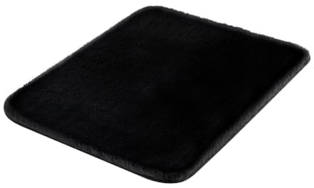 Kleine Wolke Badteppich CONY Schwarz 55 x 65 cm | OEKO-TEX zertifiziert, besonders weich, rutschhemmende Unterseite, für Fußbodenheizung, maschinenwaschbar, 100% Polyester