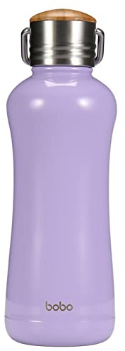 YOHKOH Mini bouteille d'eau isotherme avec couvercle en bambou – Petite bouteille d'eau isotherme sous vide de 350 ml pour femmes et enfants, chaud pendant 12 heures et 24 heures au froid – Thermos