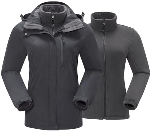 CAMEL CROWN Women's Waterproof Ski Jacket 3 in 33 Winter Coat Windbreaker Snowboard Jackets for Rain Snow Outdoor Hiking