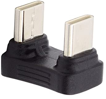 NFHK 480 Mbit/s USB-C-Stecker auf Stecker, Koppler-Extender, Strom-Daten-Adapter, gegenüberliegend U-Form, abgewinkelt, für Powerbank, Telefon, Laptop