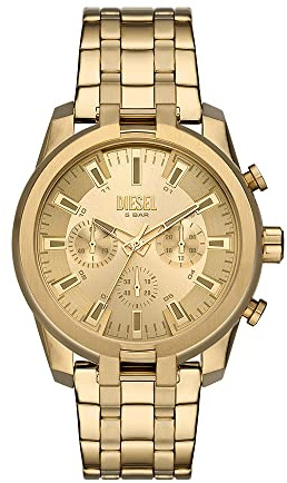 Diesel Herrenuhr , QuarzChronographenwerk, 43MM Goldenes Edelstahlgehäuse mit Edelstahlarmband, DZ4623